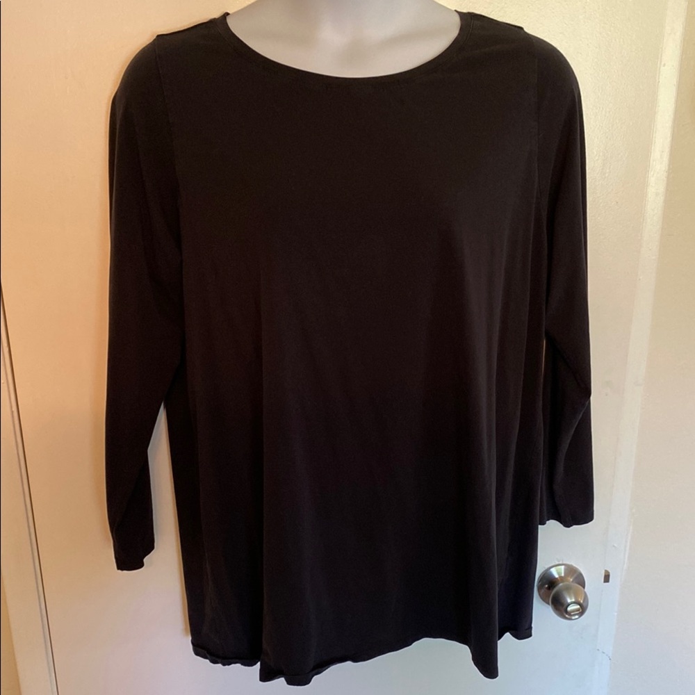 Soft Surroundings Black 3/4 Sleeve Boxy Tunic